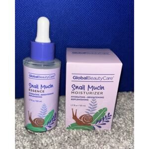 2 Pc Global Beauty Care Snail Mucin‎ Serum & Moisturizer. Hydrating brightening